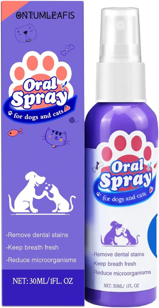 OntumLeafis: bouteille spray nettoyant dents, élimine les taches chez chats et chiens.