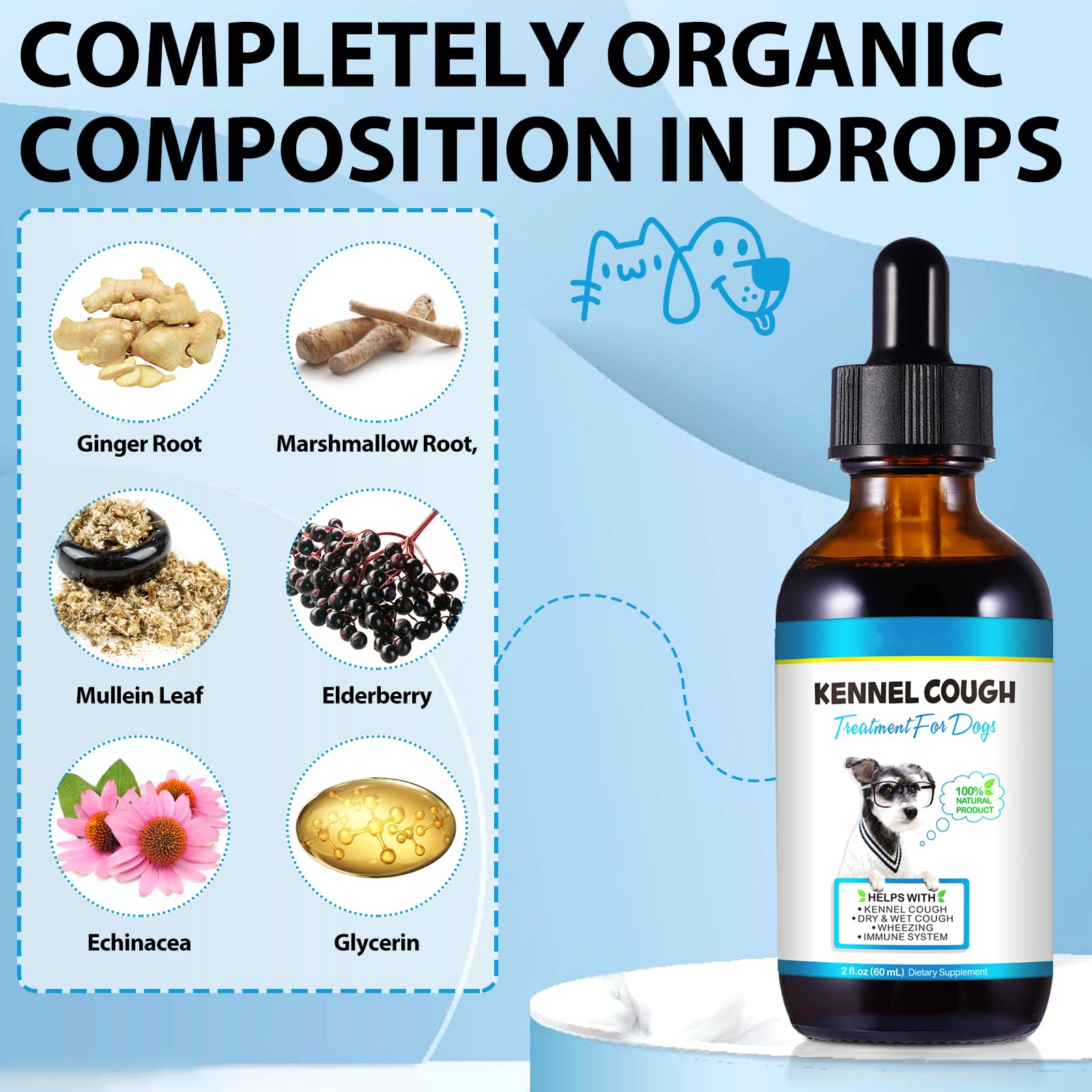 Onznoz toux chiens: dosage quotidien, facile à mesurer.