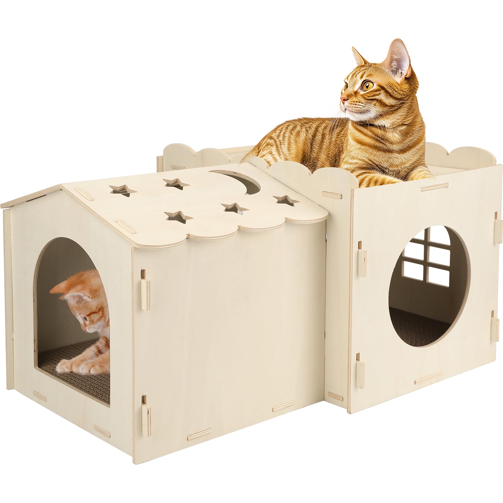 Oroonoko maison-chat à deux niveaux, vue générale, stabilité durable pour vos félins.