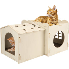 Oroonoko maison-chat à deux niveaux, vue générale, stabilité durable pour vos félins.