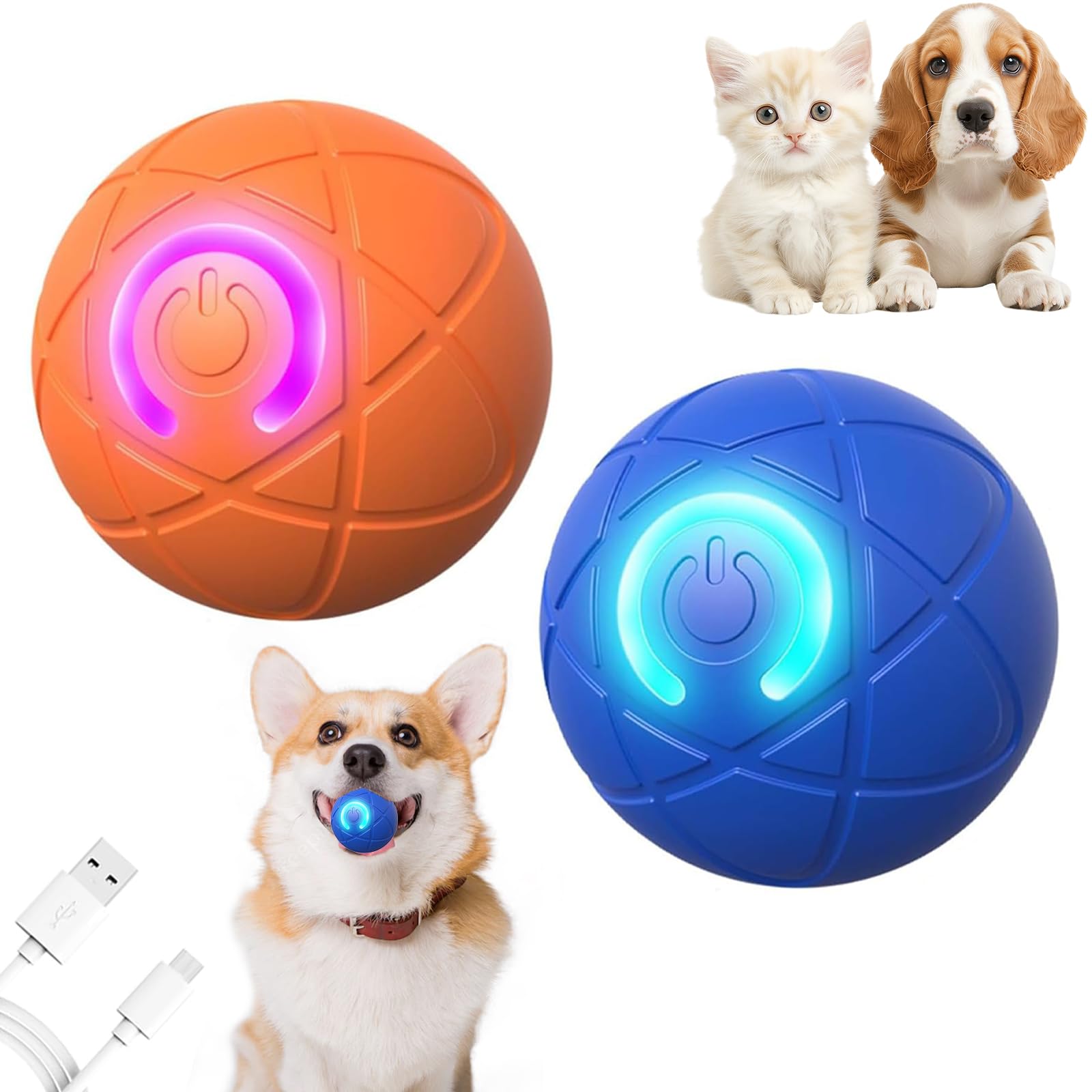Balle OOXYG tremblante orange et bleu stimulant l'activité du chien