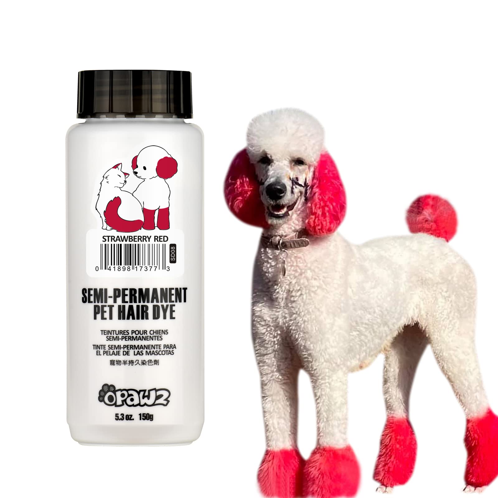 OPAWZ: bouteille couleur poil chien fraise rouge, coloration temporaire sans engagement.