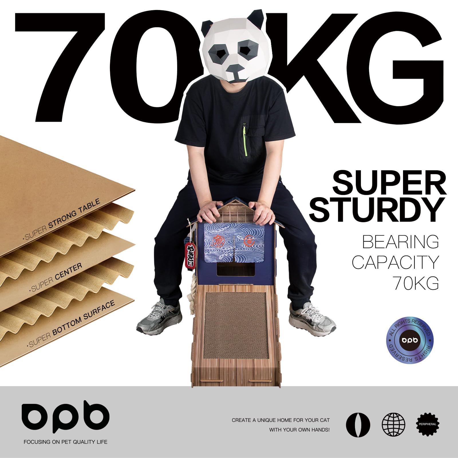 opbodqo-maison-chat-carton-bar-izakaya-devant présente une scène ludique pour les chats.