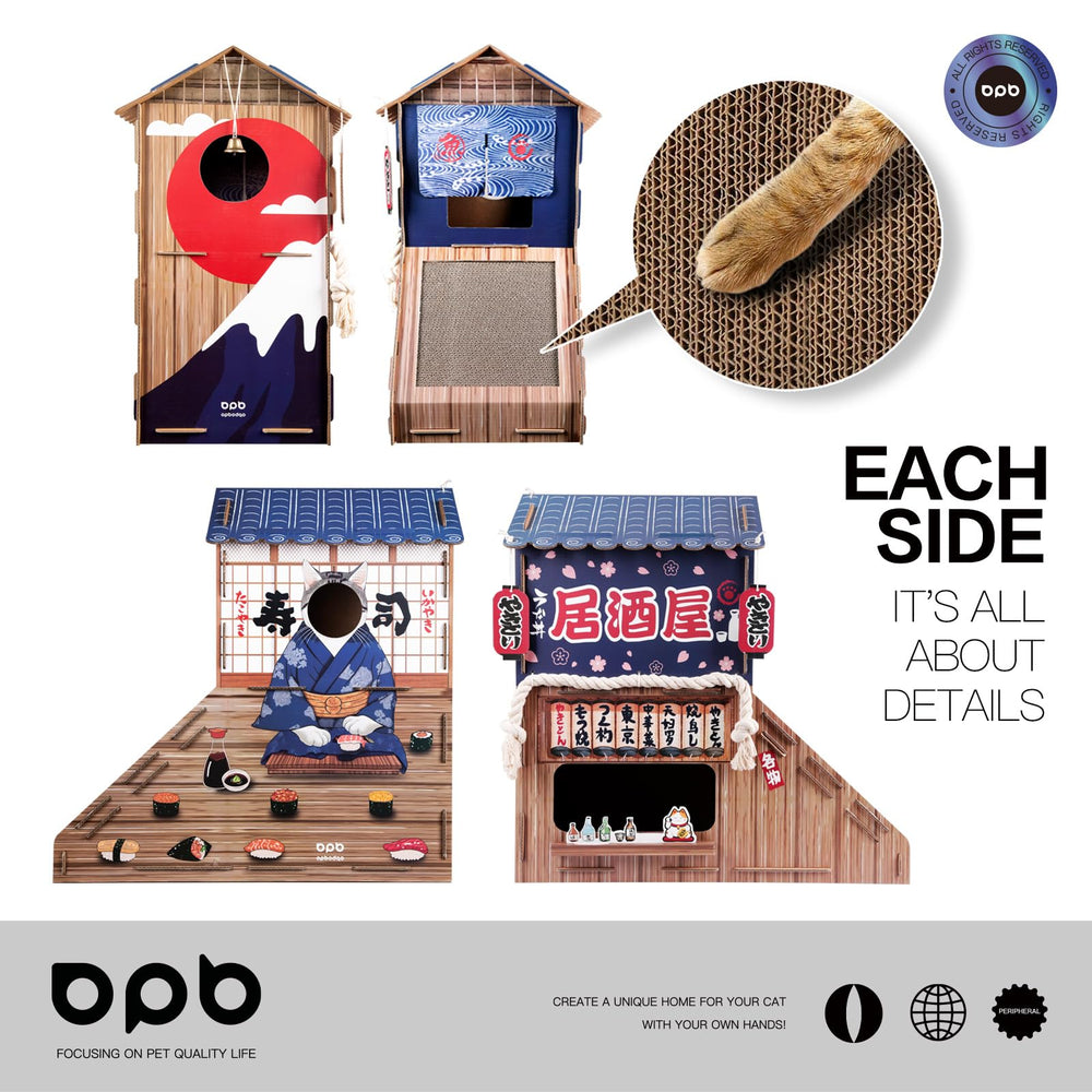 opbodqo-maison-chat-carton-cloche-metal attire l'attention lors des jeux.