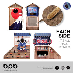 opbodqo-maison-chat-carton-cloche-metal attire l'attention lors des jeux.