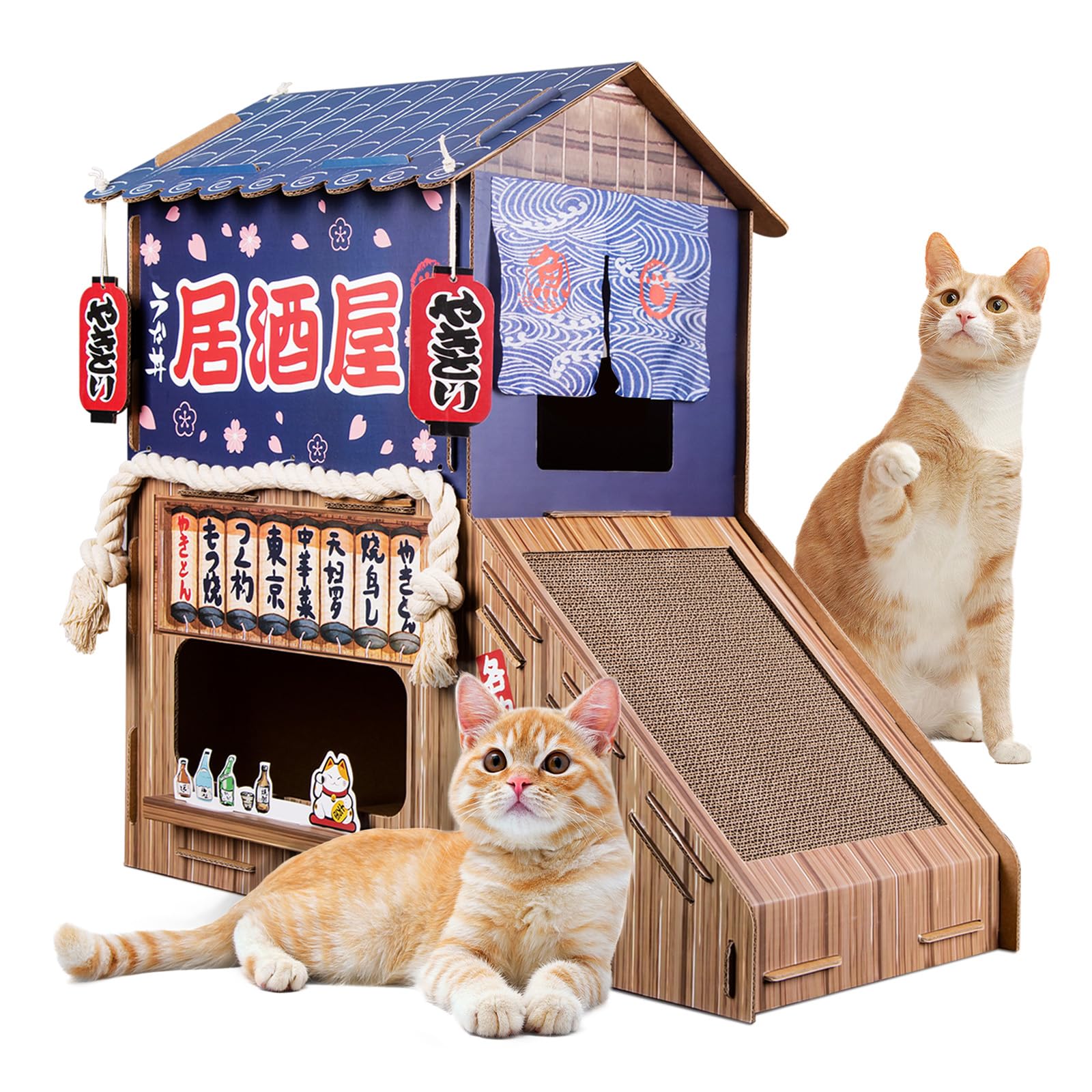 opbodqo-maison-chat-carton-double-lit offre un espace repos sûr et confortable.
