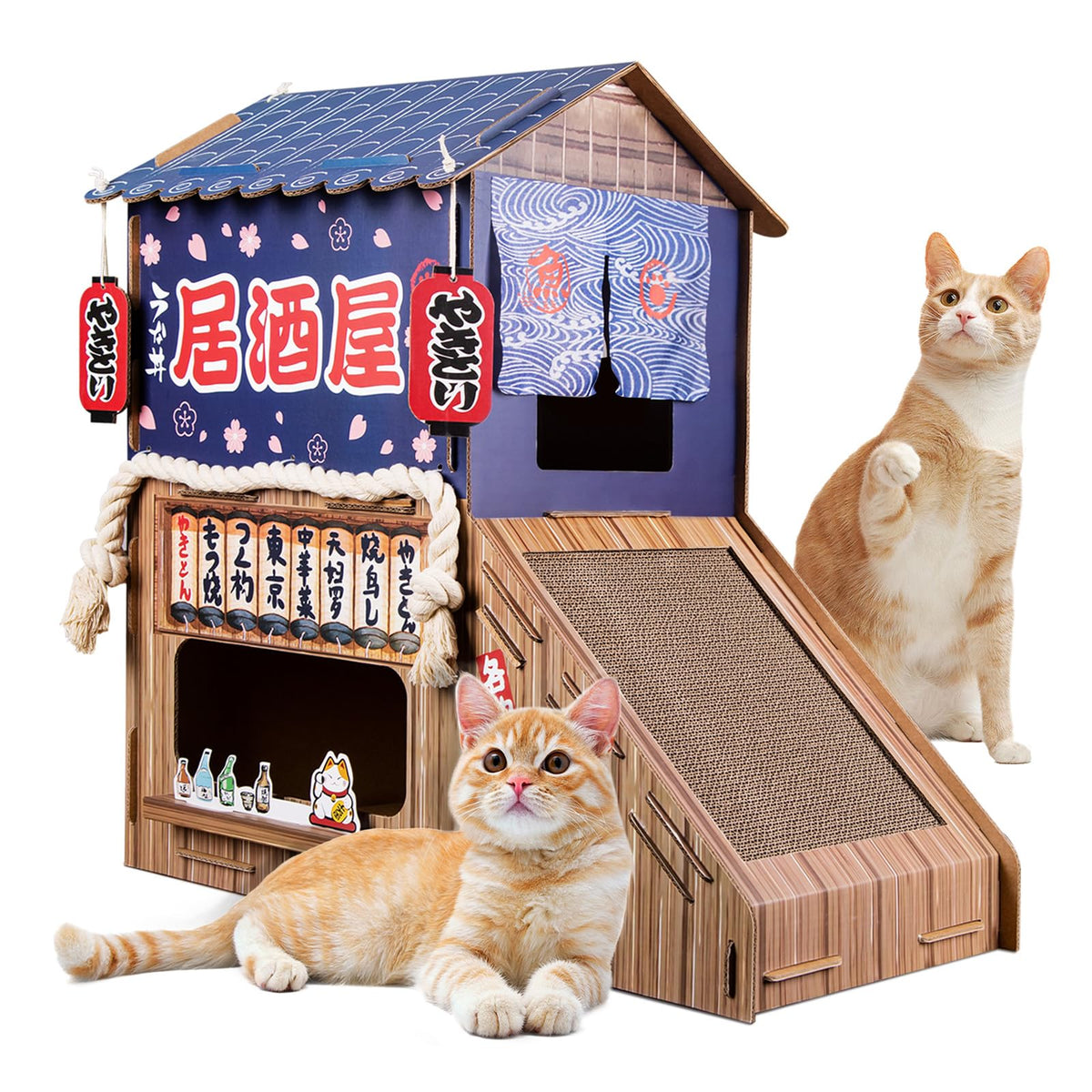 opbodqo-maison-chat-carton-double-lit offre un espace repos sûr et confortable.