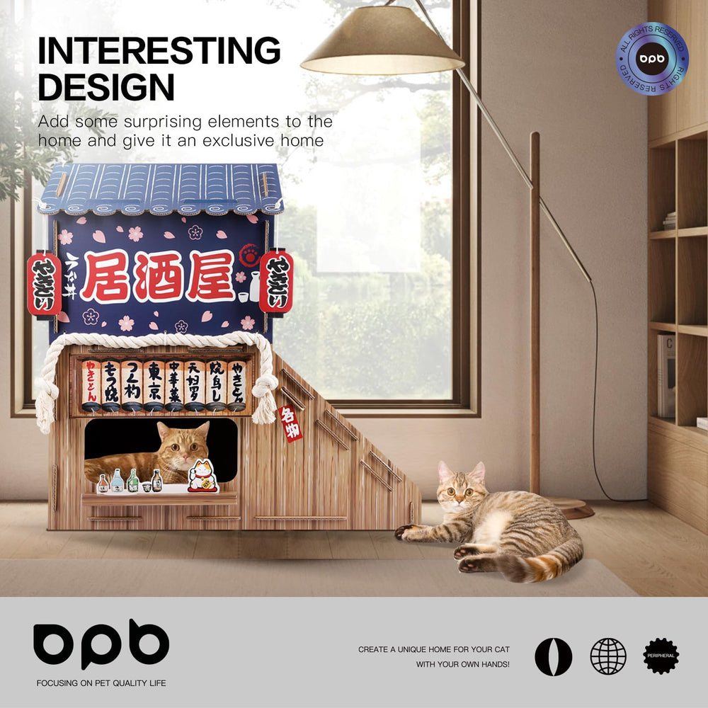 opbodqo-maison-chat-carton-grattoir-incline-droit plateau griffage incliné pour les pattes.