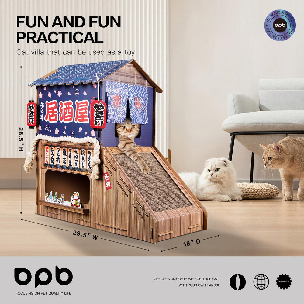opbodqo-maison-chat-carton-grattoir-pattes permet d'affûter les griffes facilement.