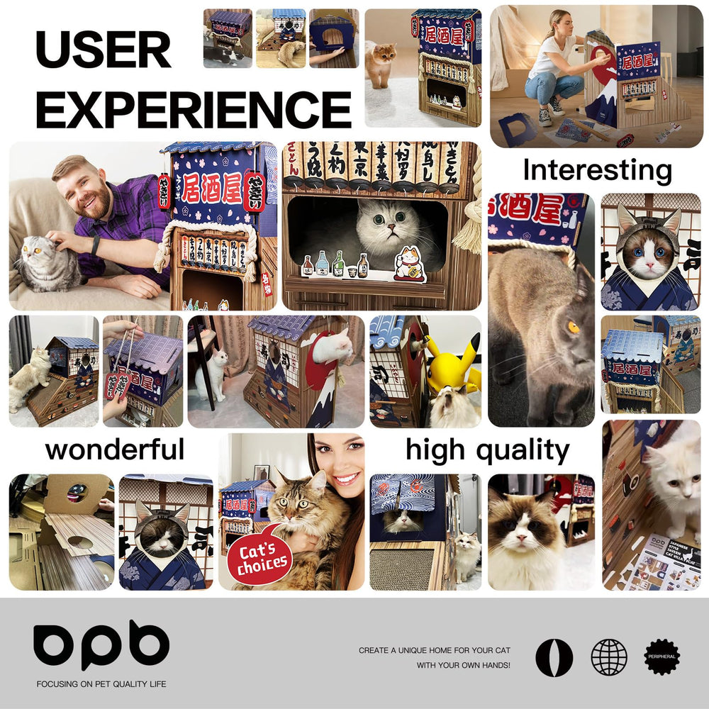 opbodqo-maison-chat-carton-regard-sushi-arriere offre une vue amusante sur le décor.