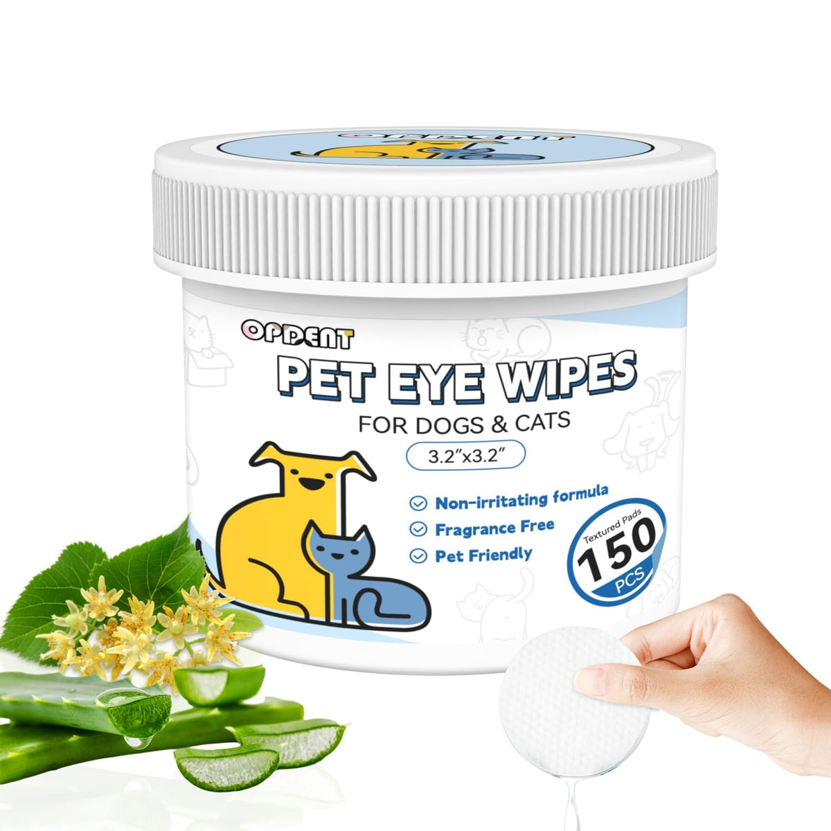 Lingettes Opdent pour les yeux du chien, emballage pratique.