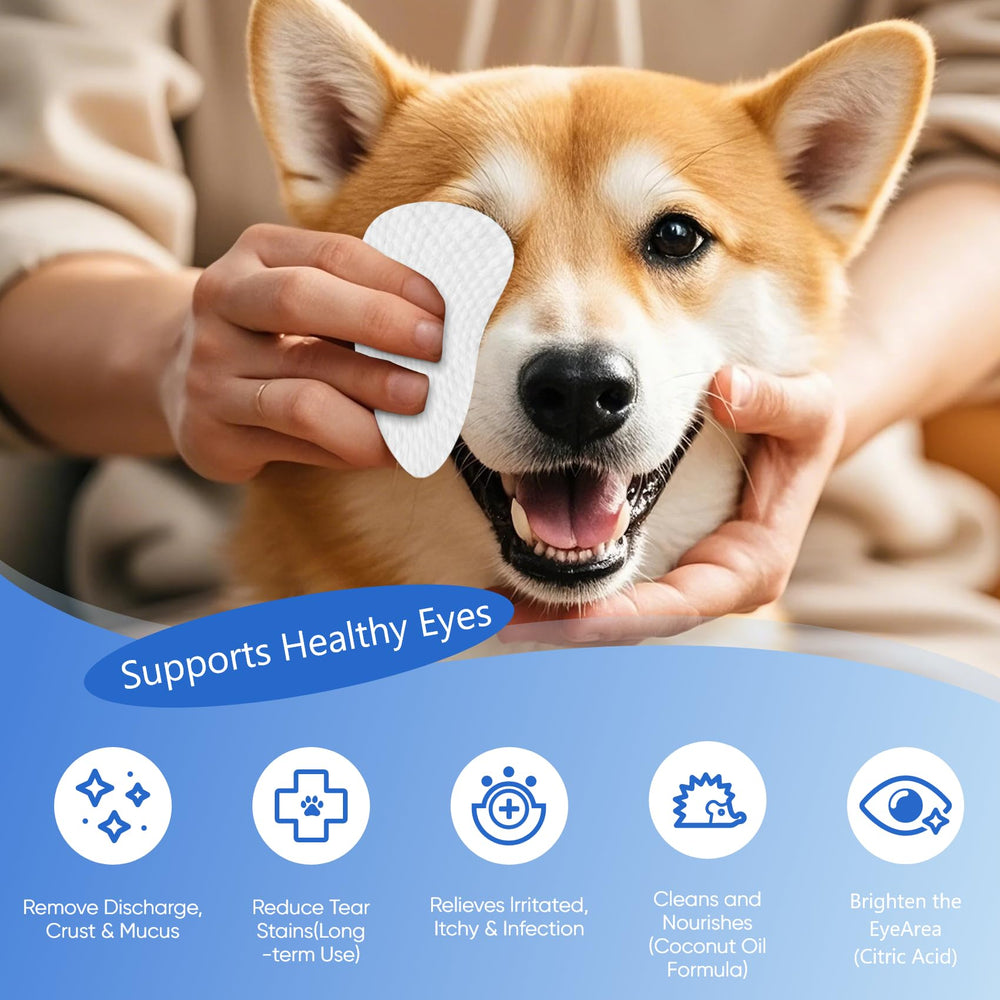 Lingettes Opdent yeux chien-chat: fibres biodégradables et soin délicat du pelage.