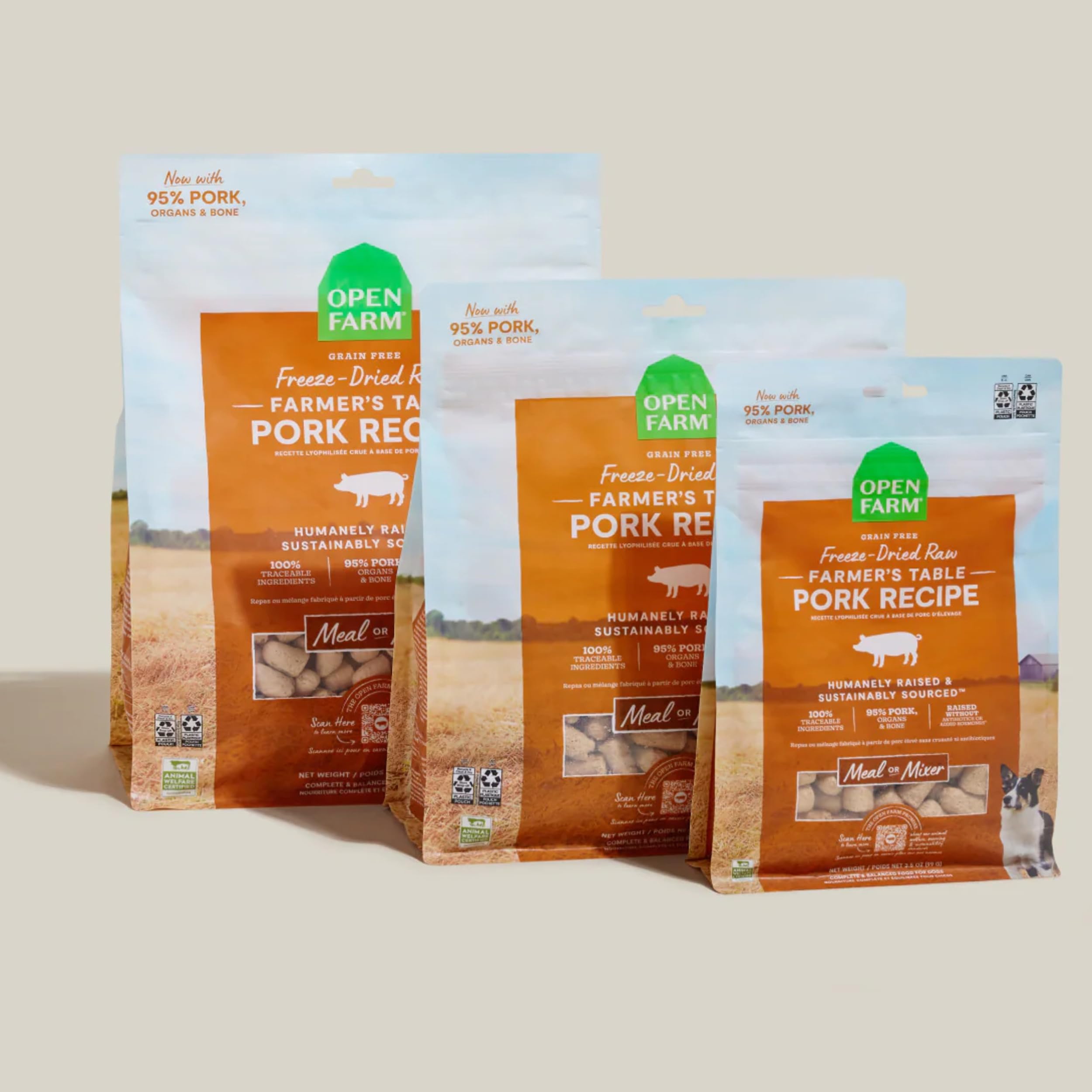 Open Farm arome viande porc lyophilise: parfum appetissant invite a manger.