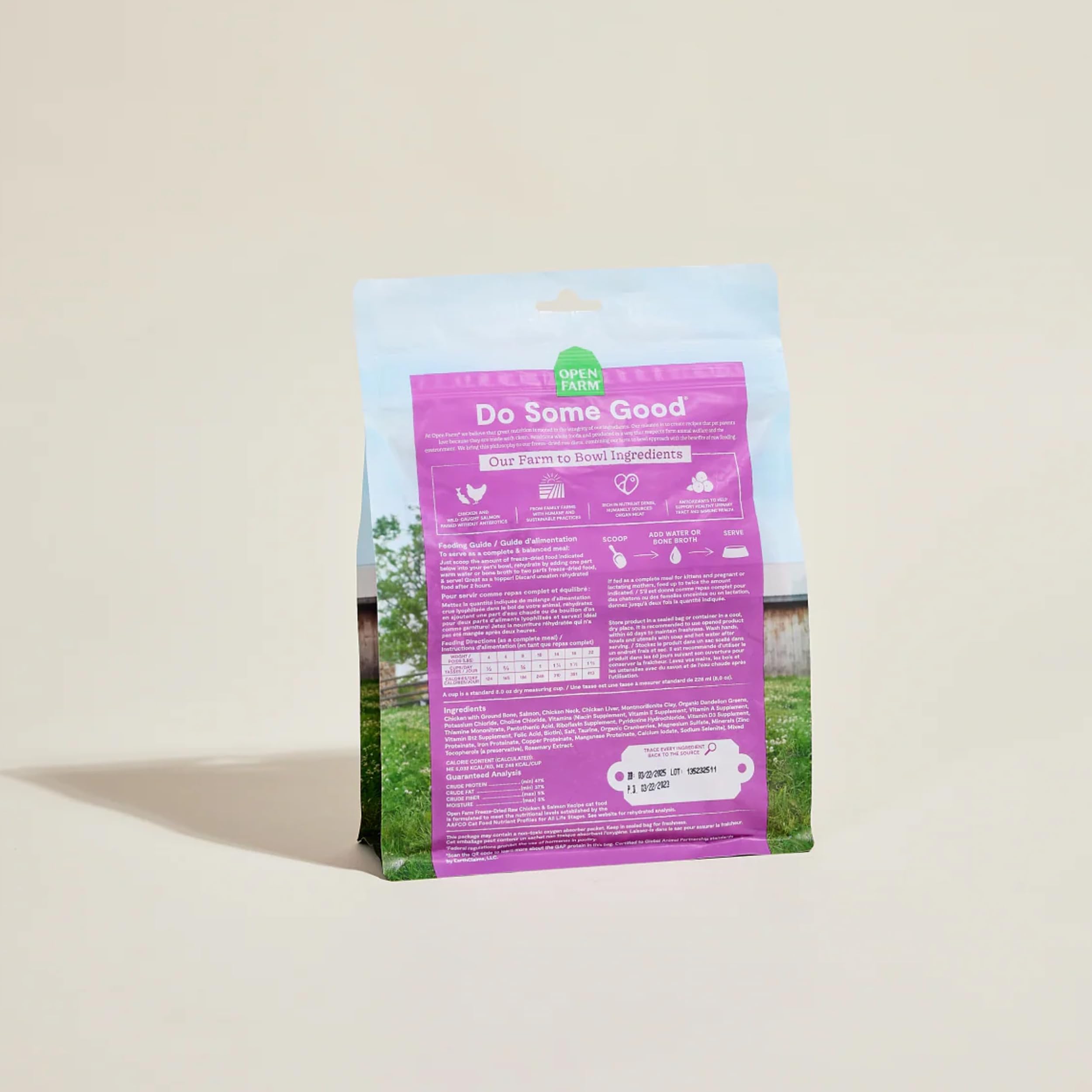 Open Farm: servis comme repas complet ou en mélange avec des croquettes.