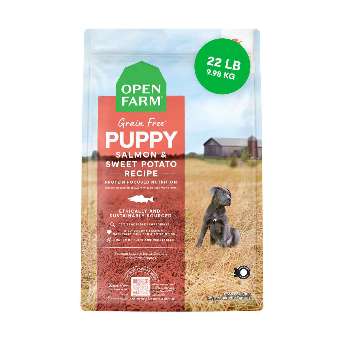 Open Farm chiot saumon et patate douce - croquettes protéinées favorisant la croissance
