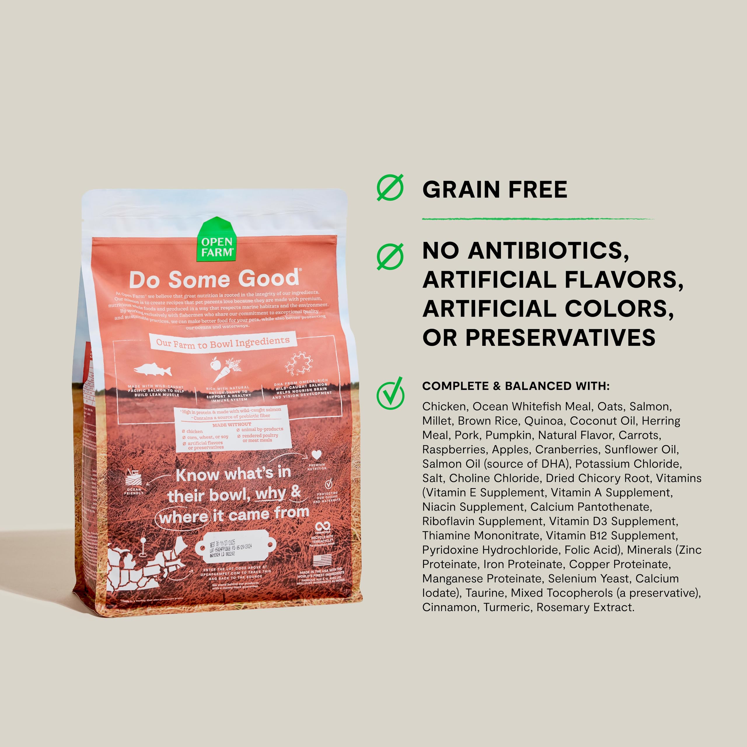 Open Farm sac croquettes saumon - nutrition complète pour chiots actifs