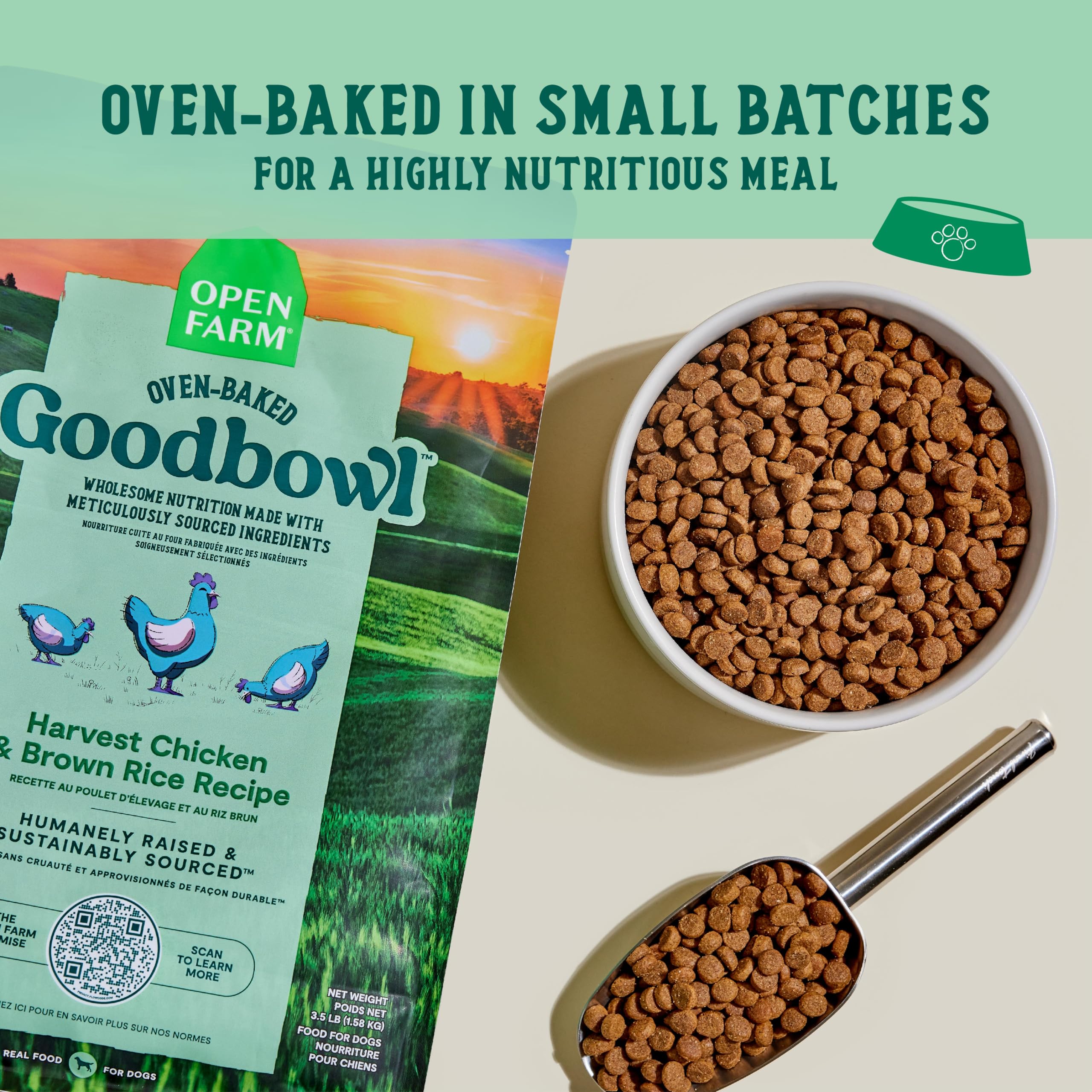 Sachet Open Farm Goodbowl 22 lb, pratique pour les repas quotidiens.