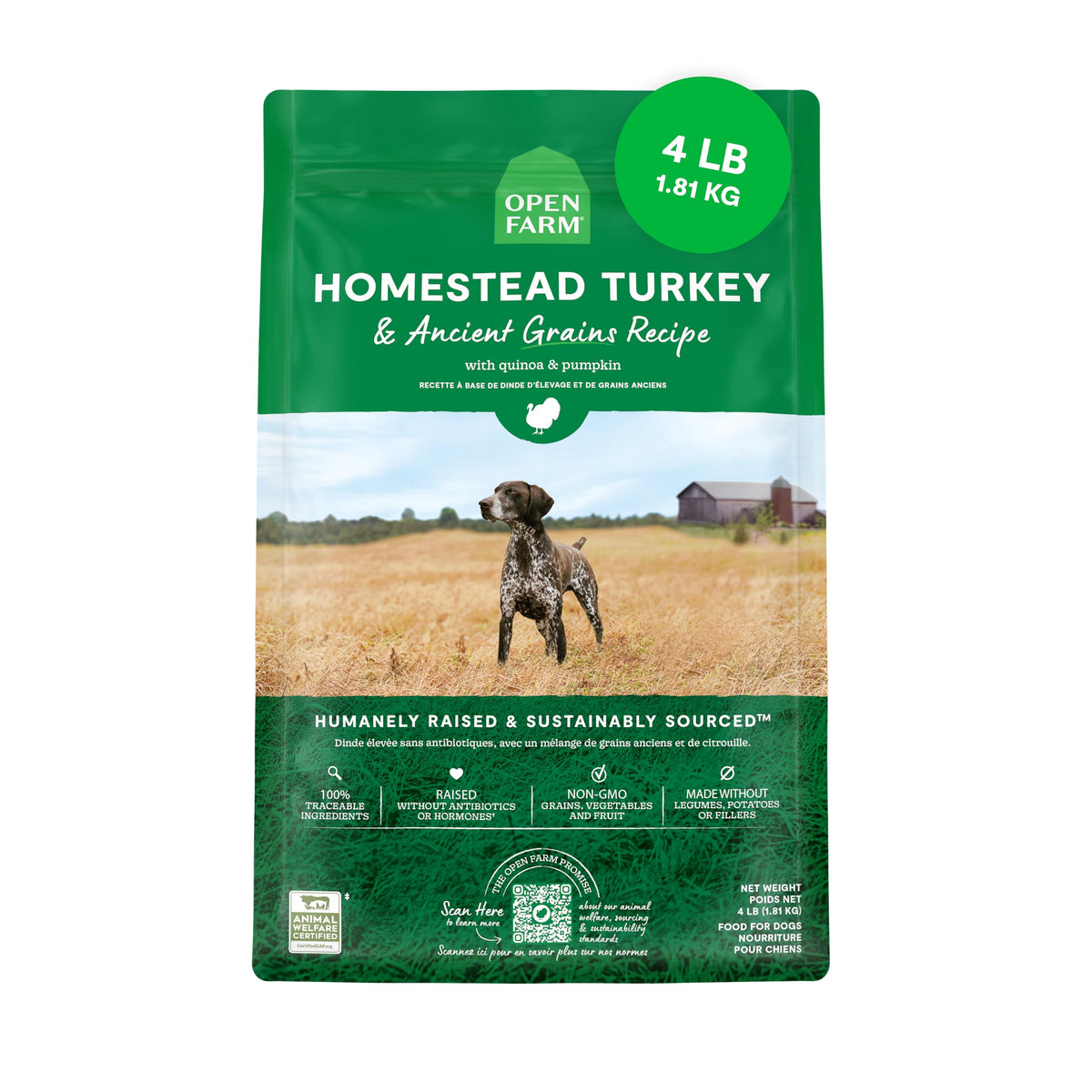 Open Farm grains anciens – sac croquettes chien, riche en protéines et fibres