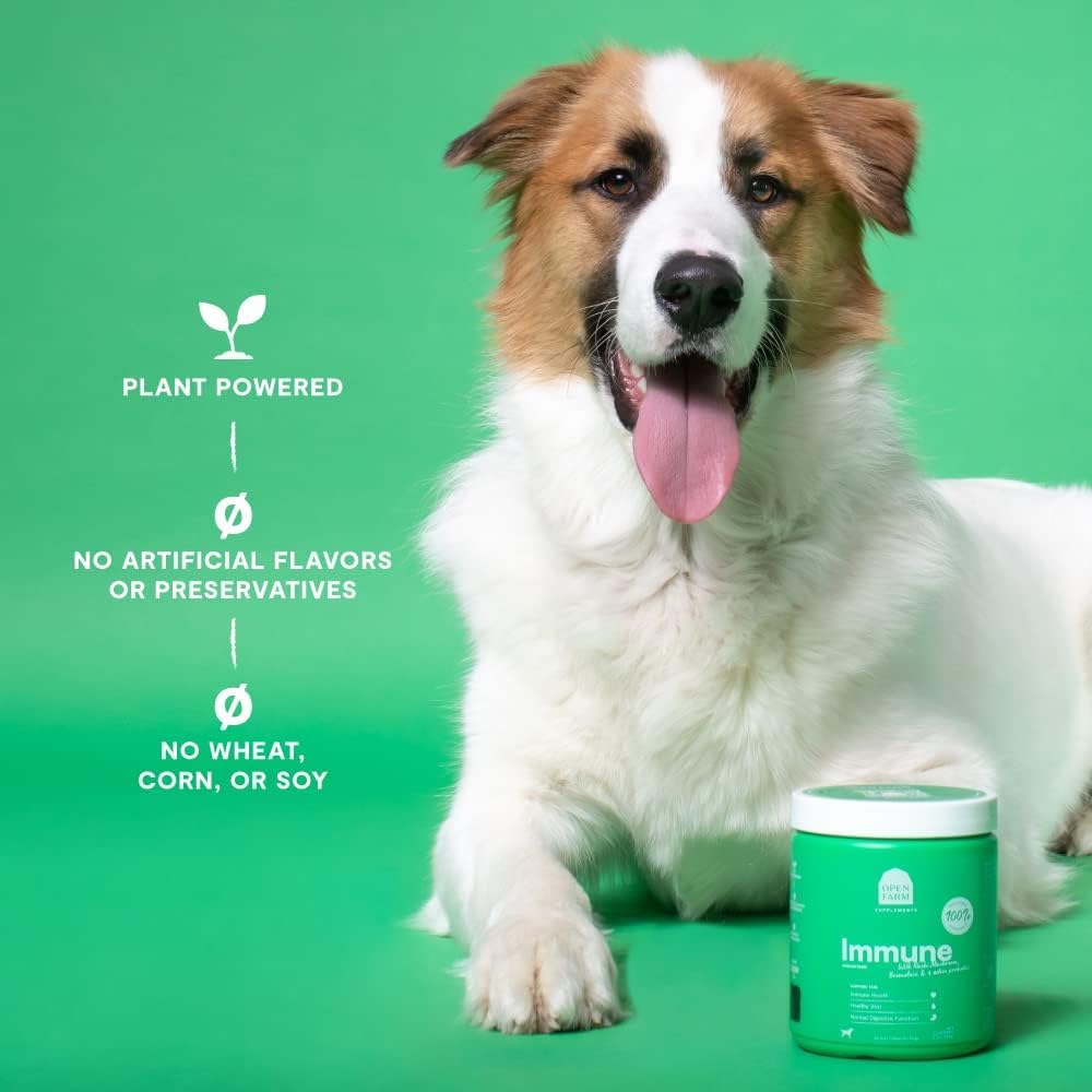 Open Farm Immune Chews: étiquette et numéro de lot, transparence des ingrédients.