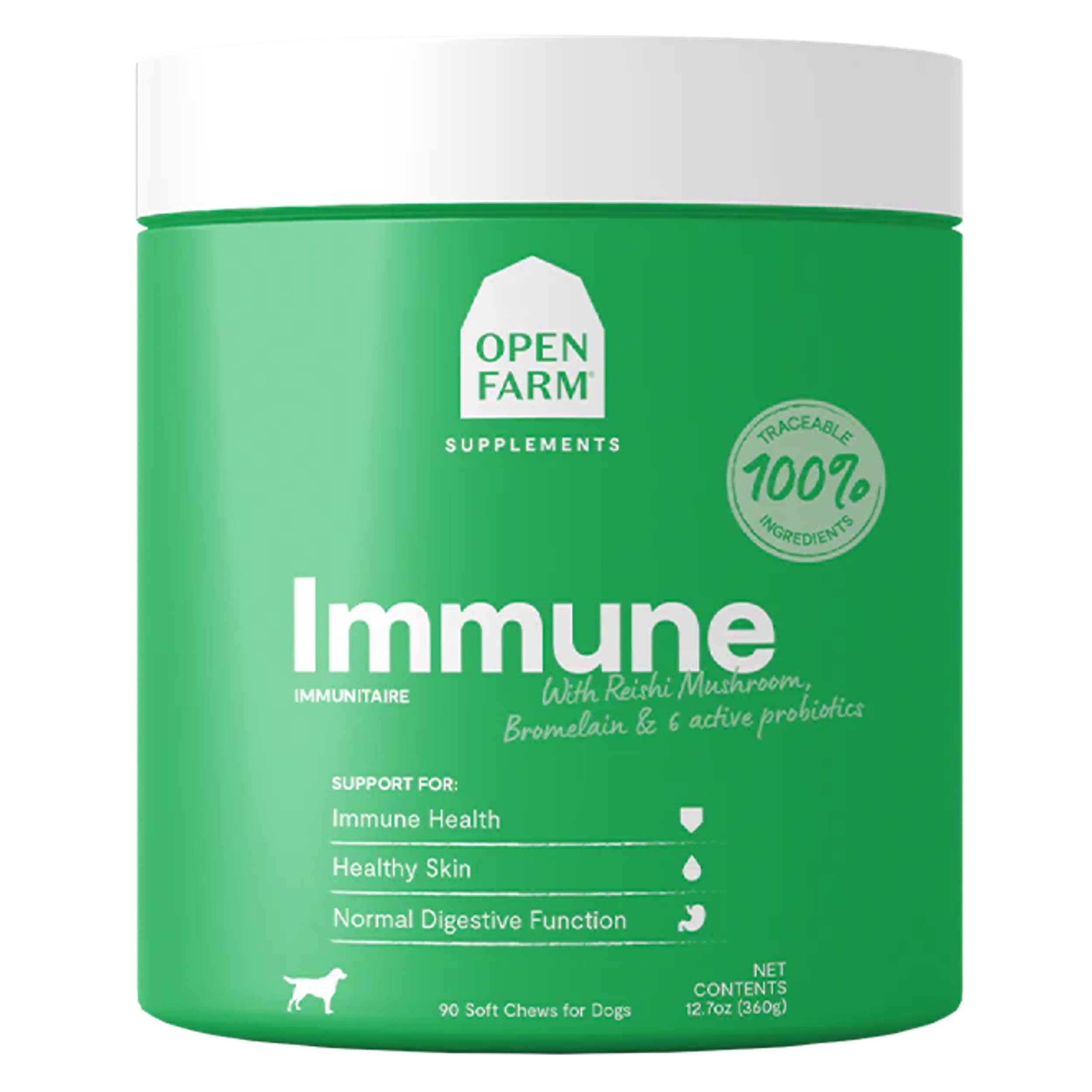 Open Farm Immune Chews: friandises faciles à donner, routine bien-être pour chien.