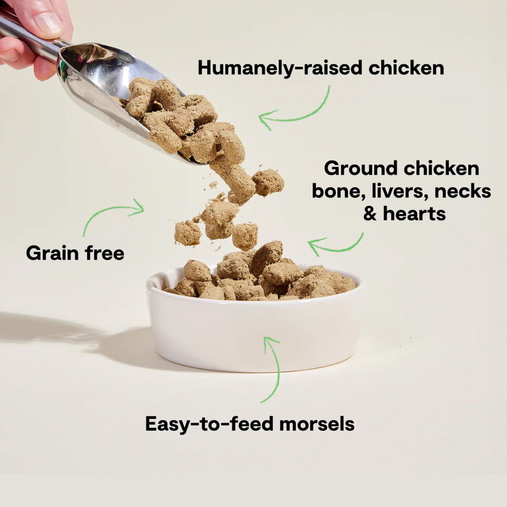 Open Farm morceaux poulet lyophilisés, arôme riche qui ravira votre chien.