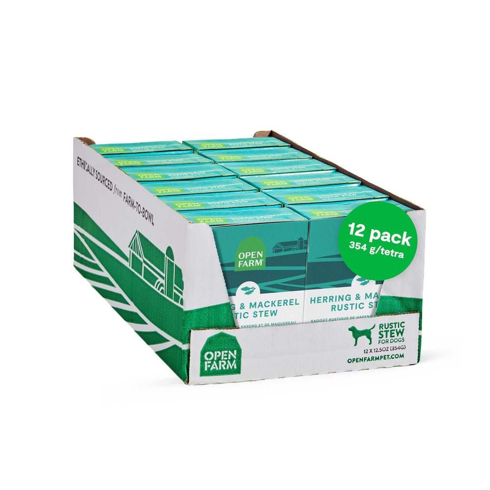 Open Farm ragout rustique poisson-bouillon: morceaux savoureux et bouillon nourrissant pour chien.