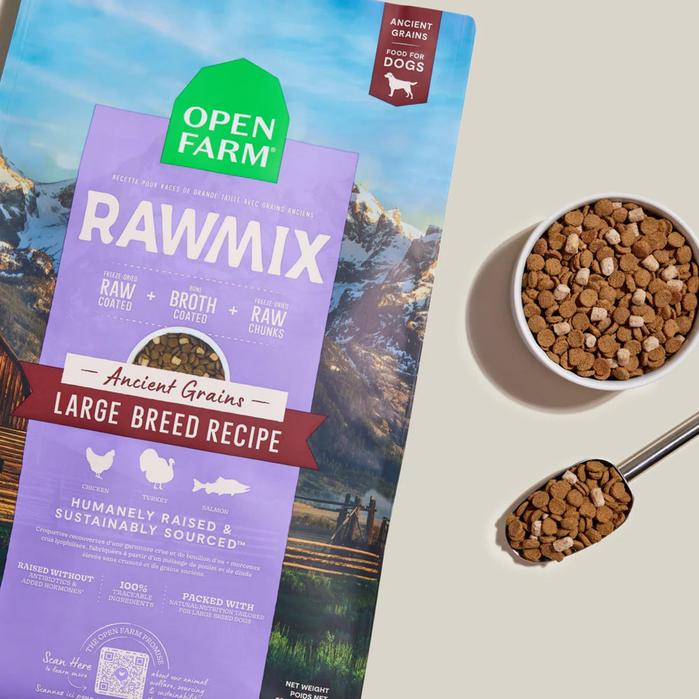 Open Farm RawMix Morceaux crus lyophilisés pour une saveur riche.
