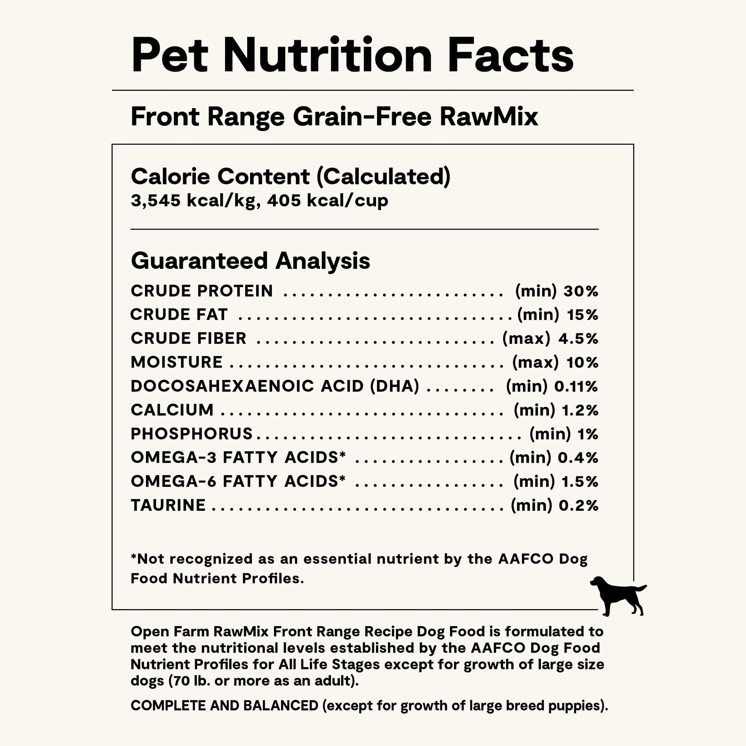 Open Farm RawMix sans céréales : option adaptée à un régime sans céréales.