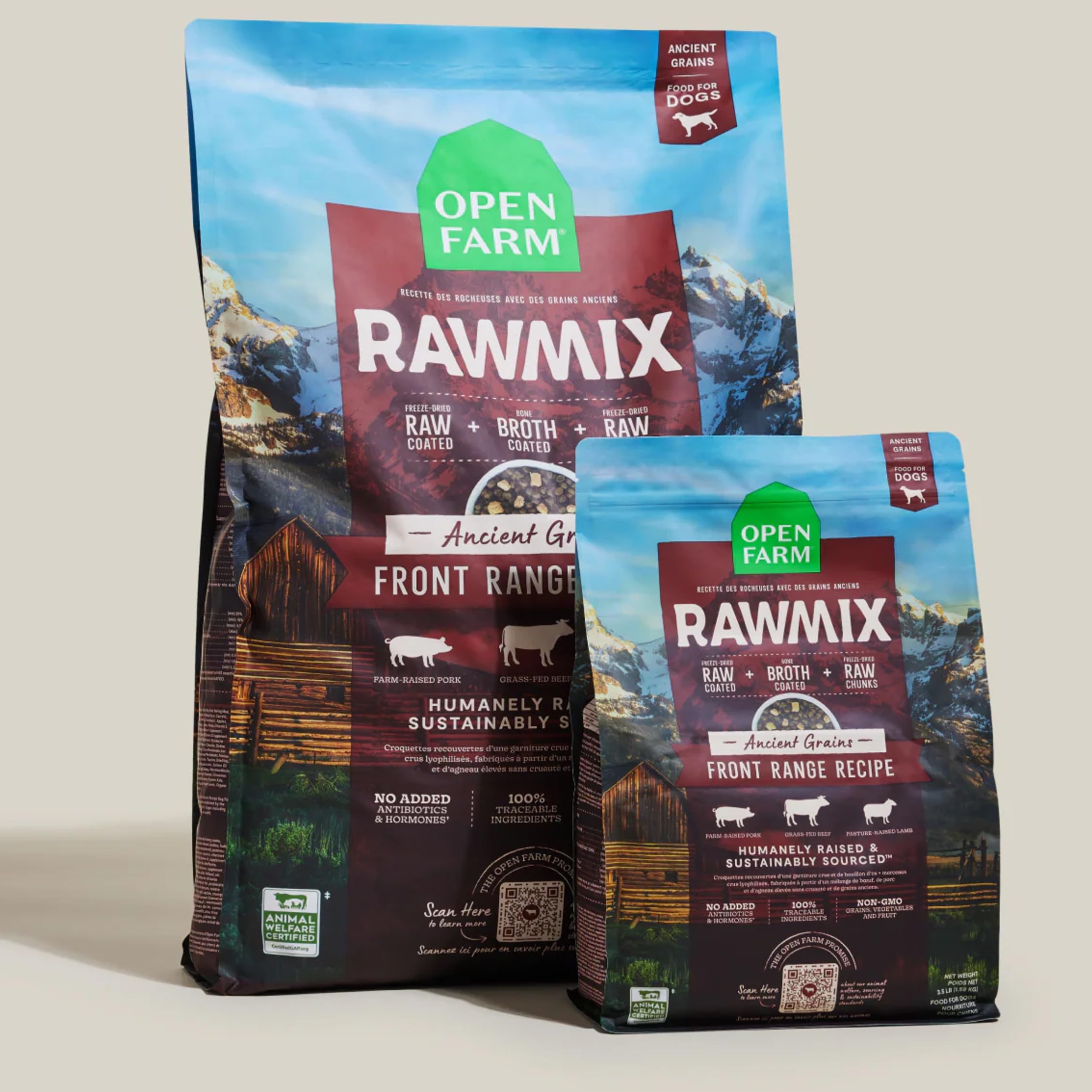 Open Farm RawMix traçabilité par lot : origine des ingrédients clairement indiquée.