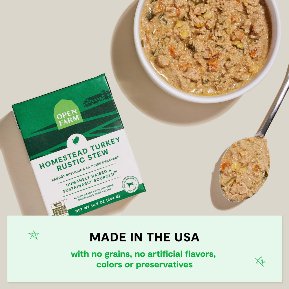 Ingrédients traçables utilisés dans Open Farm Rustic Stews