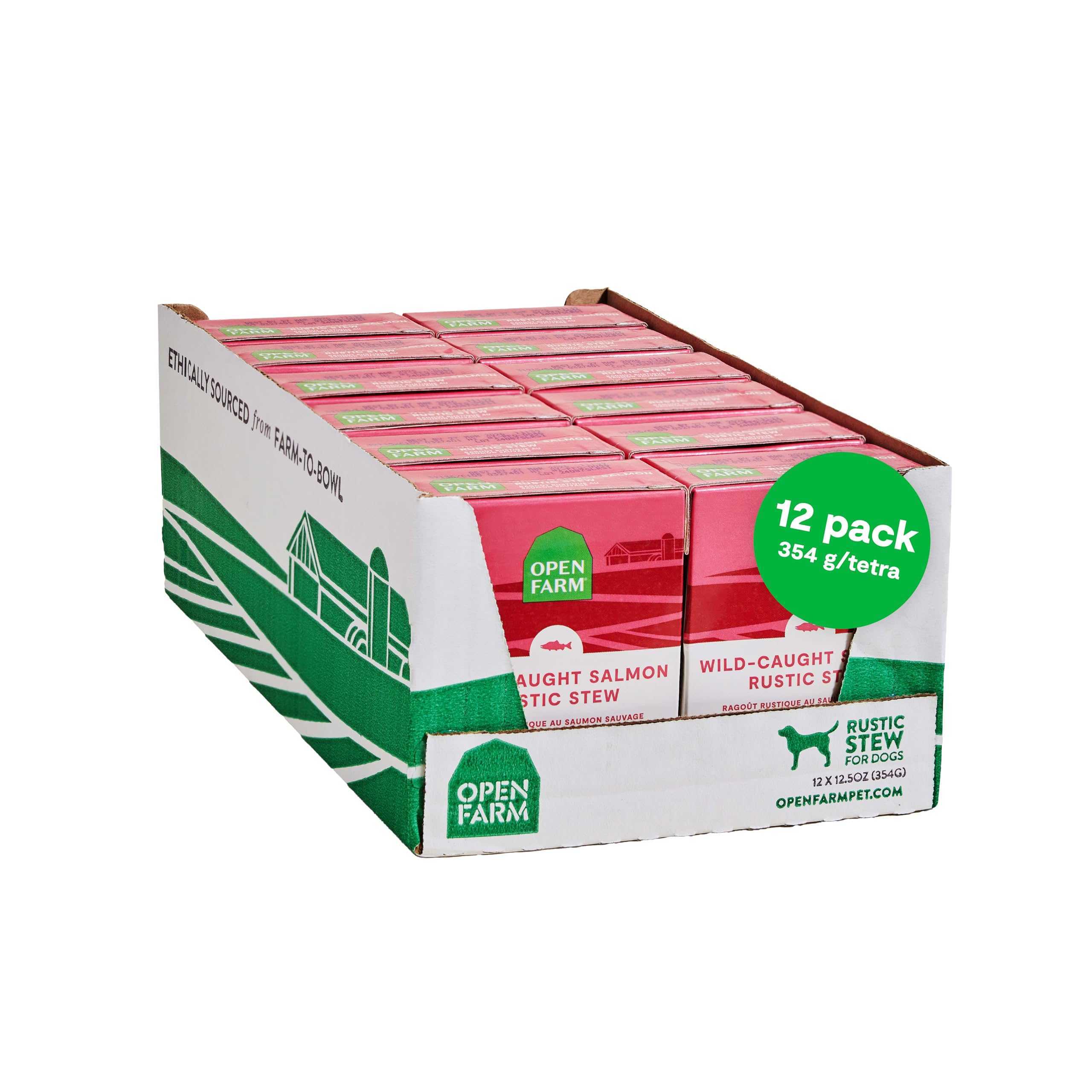 Open Farm Rustic Stews saumon-morceaux: morceaux tendres et savoureux dans le bol.