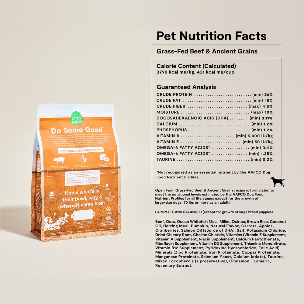 Open Farm sac 22 lb, emballage pratique pour grandes rations chiens.