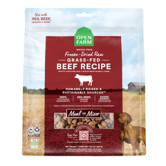 Open Farm sac d’aliments secs au bœuf 95% pour chien, pratique et savoureux.
