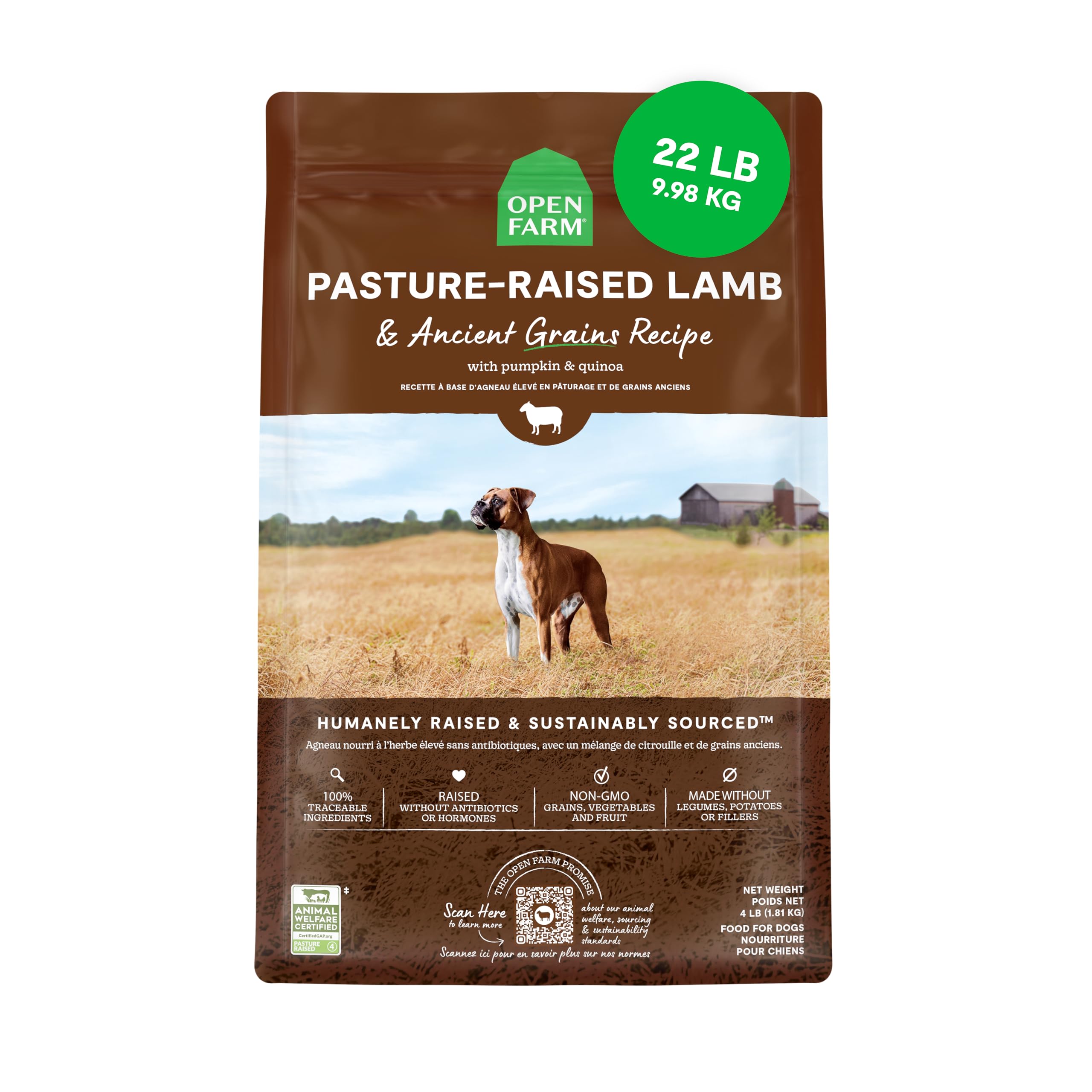 Open Farm sac-chien-agneau-pasture-22lb — croquettes riches en protéines pour chien