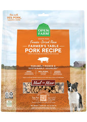 Open Farm sac 22 oz, nourriture crue lyophilisée au porc, pratique