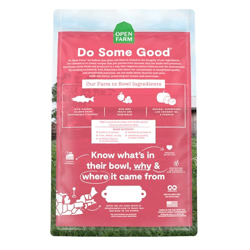 Open Farm croquettes sans céréales – adaptées aux félins sensibles.