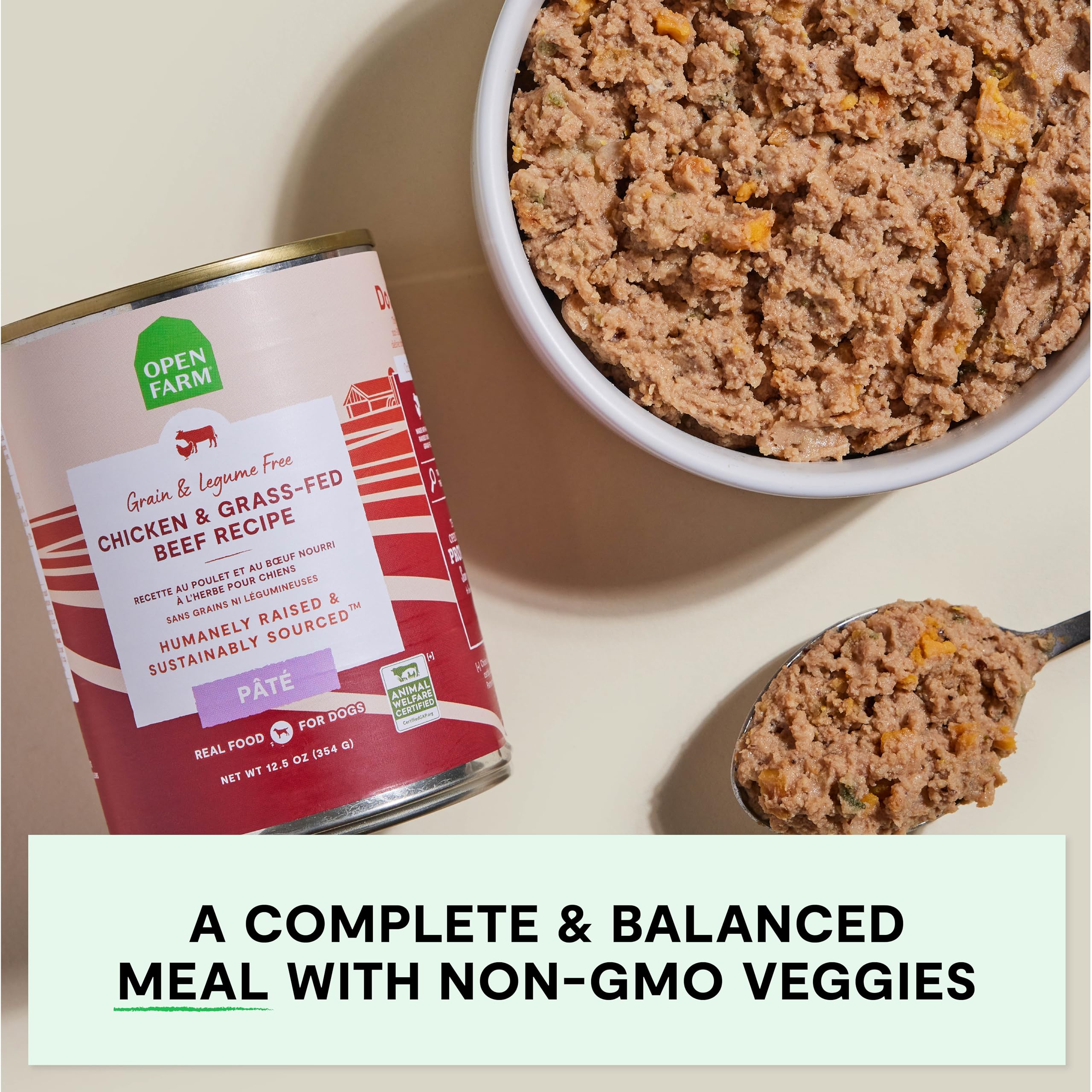 Open Farm sans céréales ni légumineuses, formule adaptée pour chiens sensibles.