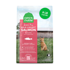 Open Farm saumon sauvage croquettes – protéines élevées pour chats actifs.