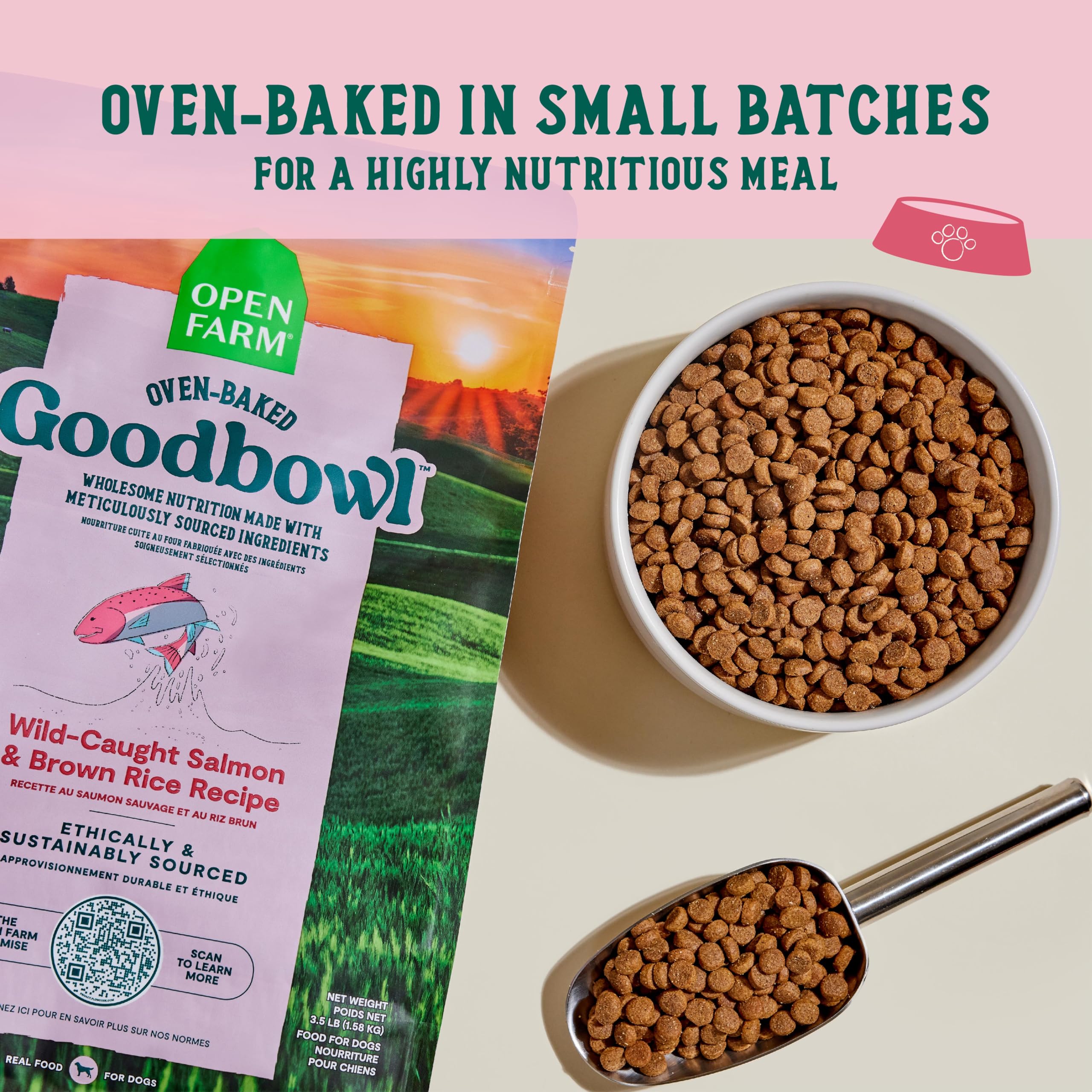 Open Farm Goodbowl riz brun, recette équilibrée pour énergie quotidienne.