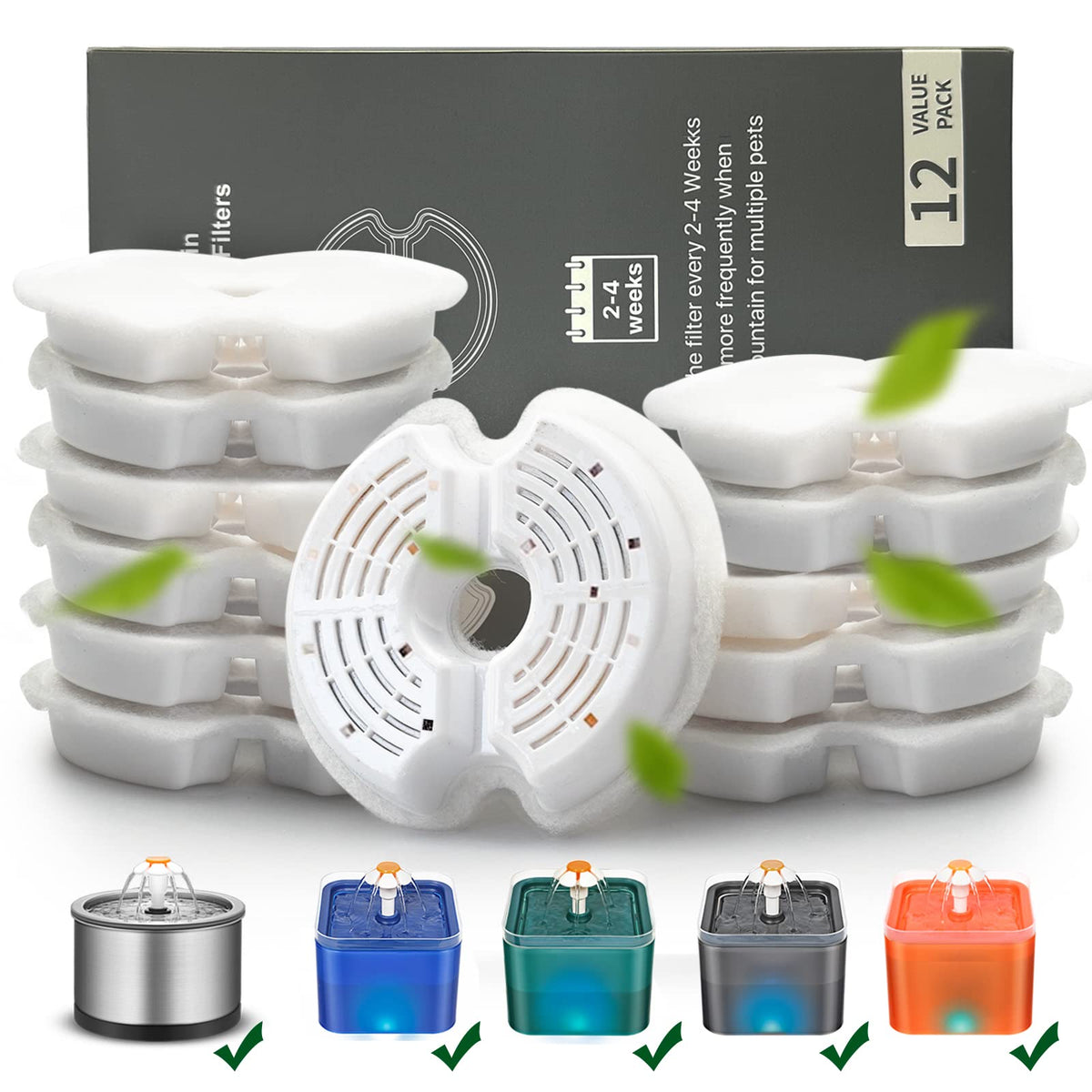 Filtre Opeth pour fontaine chat, pack 12 coton et charbon pour eau plus fraîche.