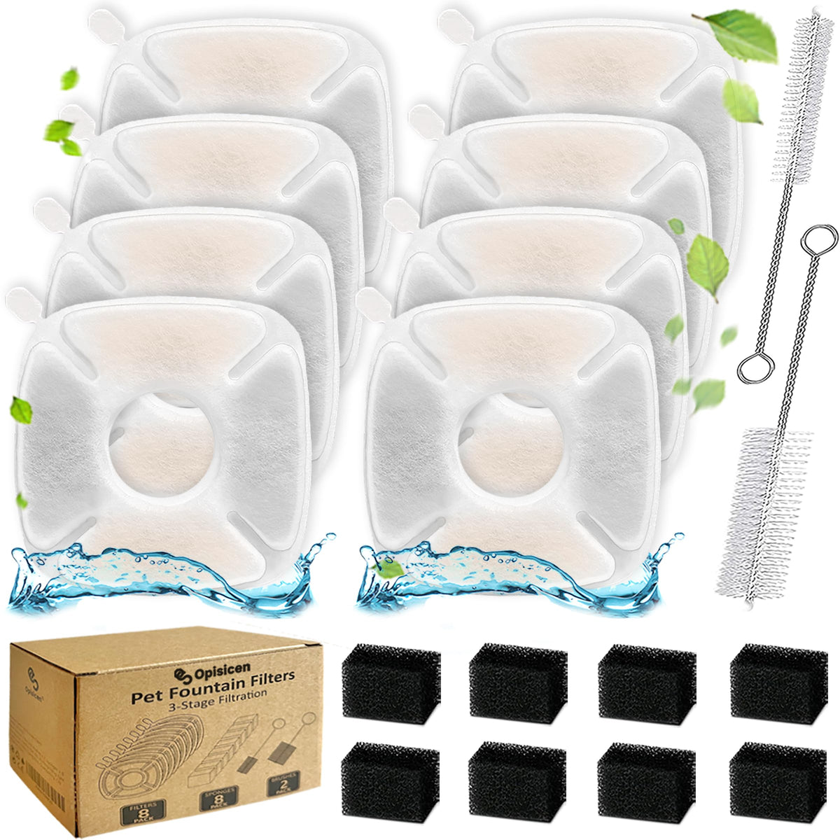 OPISICEN filtre fontaine chat ensemble: filtration triple pour eau plus propre.