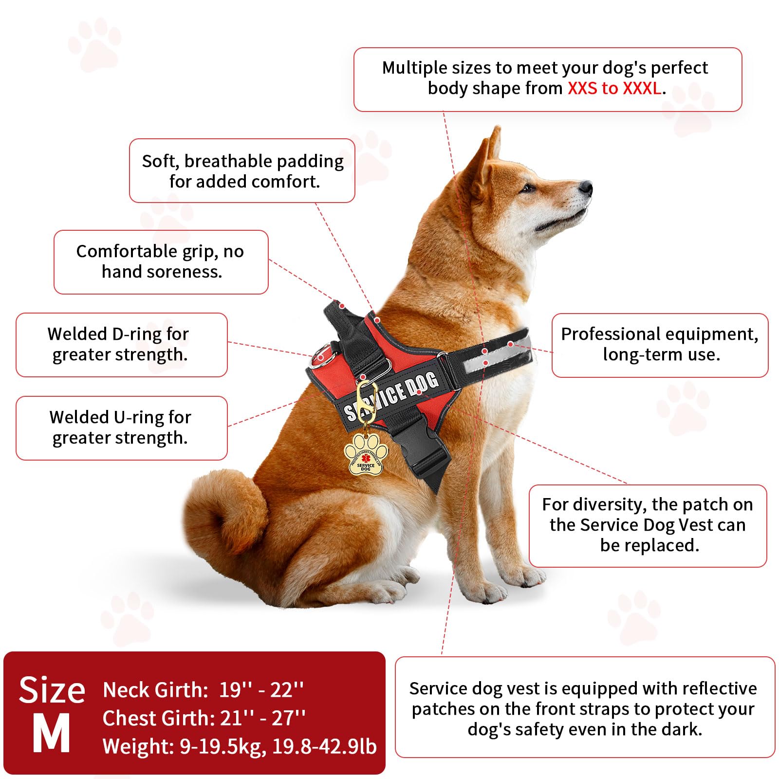 Opstin harnais service chien, ajustable et confortable.