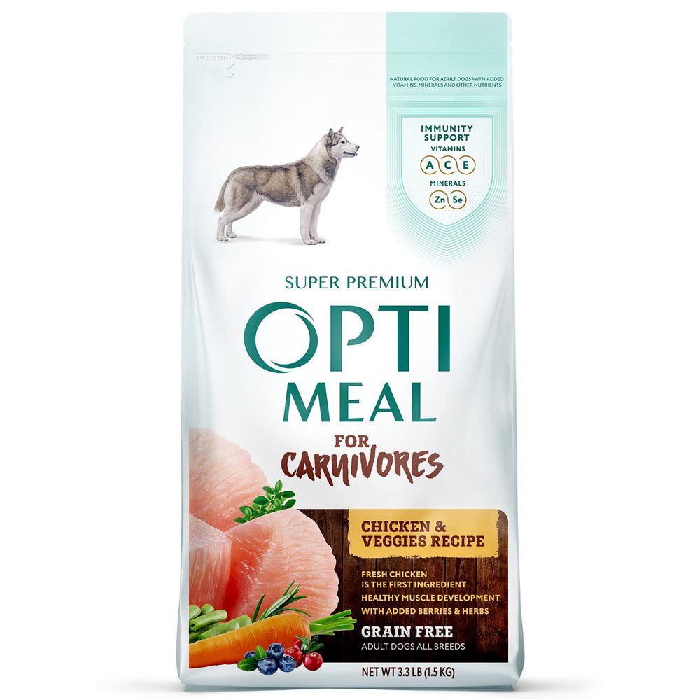 Optimeal: poulet premier ingrédient pour une digestibilité élevée.