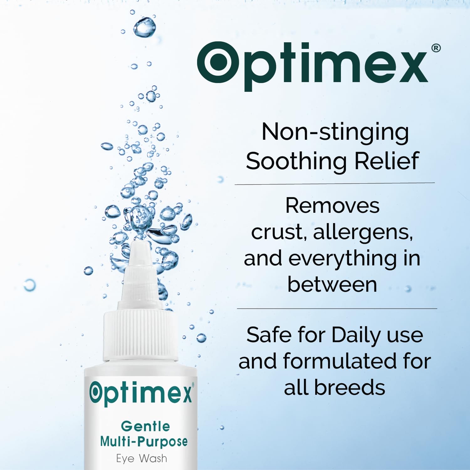 Optimex lave-yeux doux: nettoyage du mucus autour des yeux.