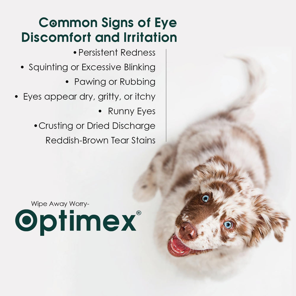 Optimex lave-yeux doux: routine quotidienne simplifiée pour vos animaux.