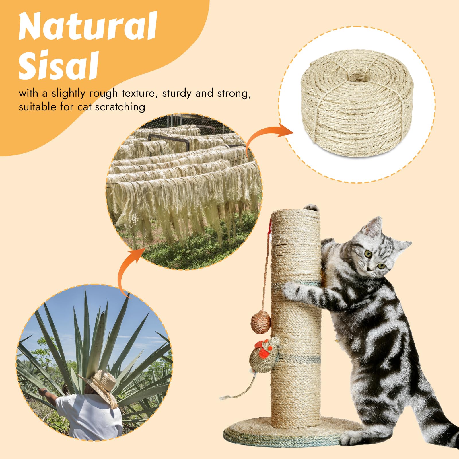Opvixi sisal fil texture naturelle pour griffage sain et bien-être.