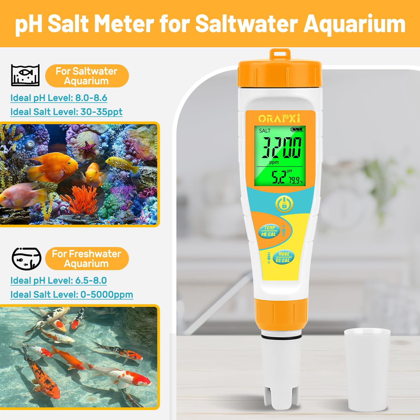 Mesure multi-paramètres: pH, salinité, TDS/EC et température