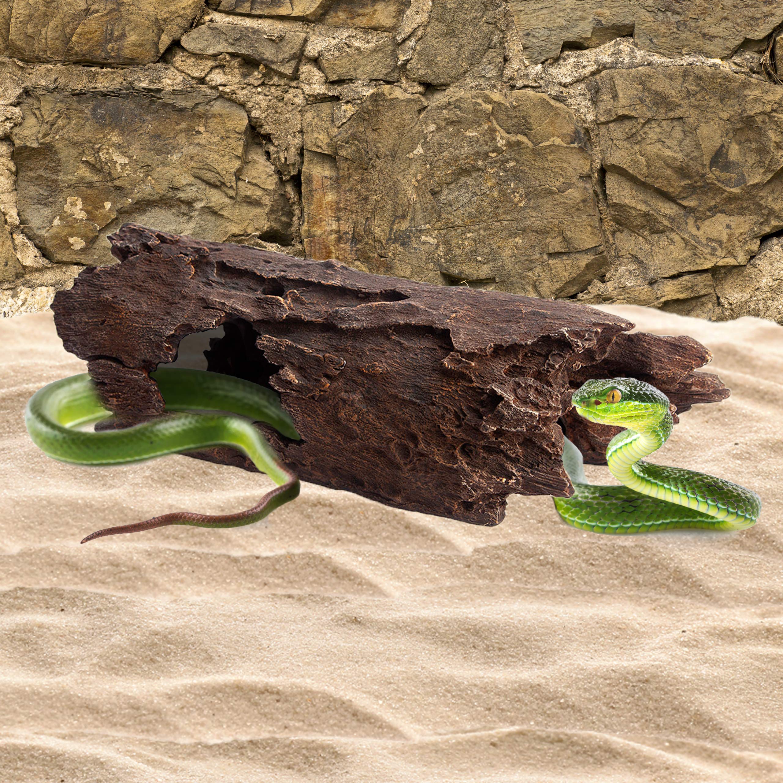Orchid Valley cachette reptile tronc creux 25 cm, parfait pour refuges et jeux.