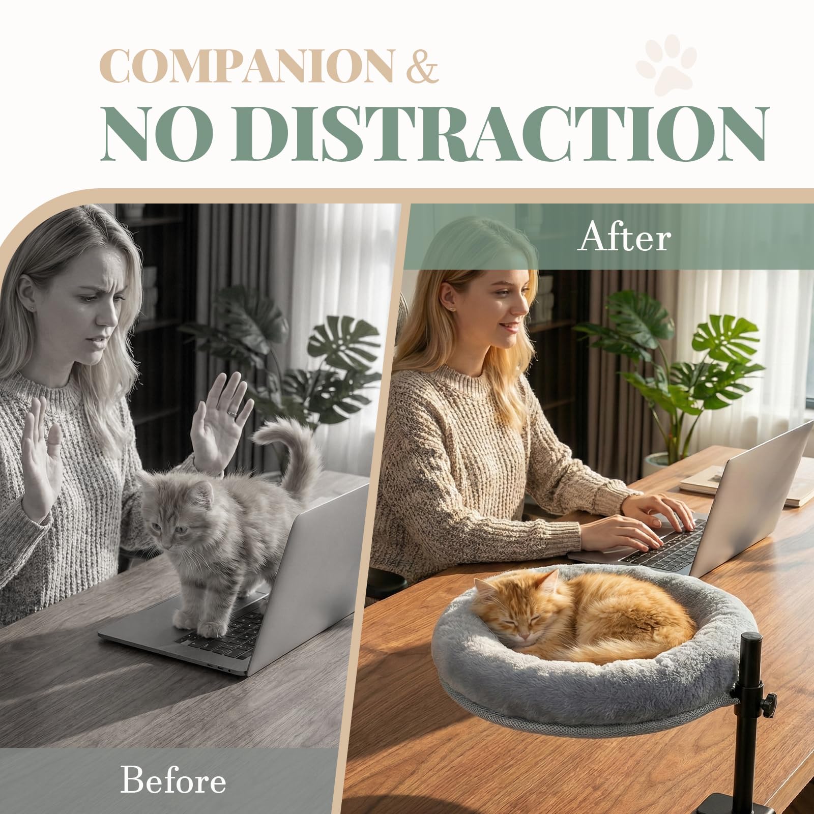 Lit Ordora pour bureau chat hauteur ajustable, vue personnalisable.