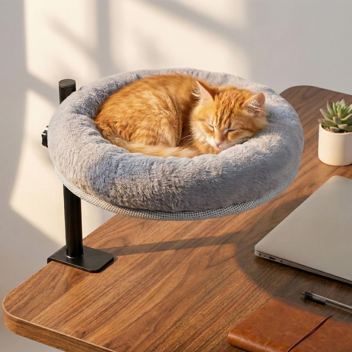 Lit Ordora pour bureau chat avec pince, installation sans perçage.